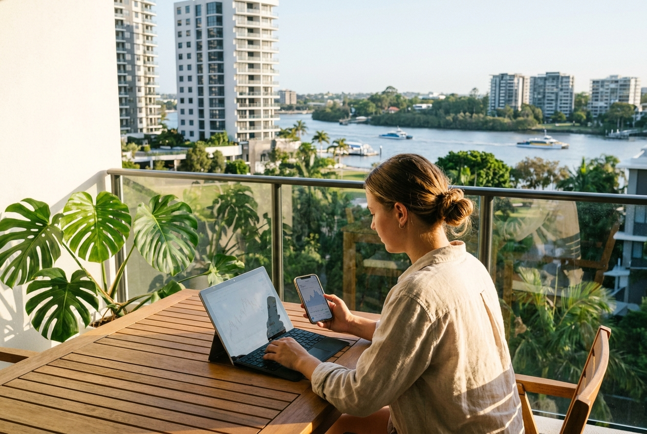 Person working with AI tools at home in Australia